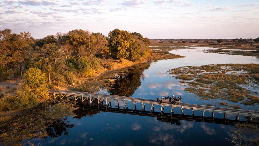 Abu Camp Luxury Botswana Safari Aerial View of Lagoon