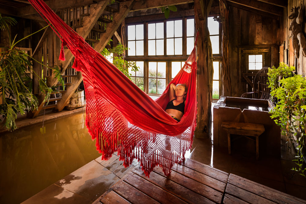 Bath House hammock / Courtesy of Dunton Hot Springs luxury nature lodge United States Colorado