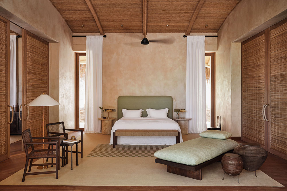 Bedroom at Kisawa Sanctuary, Benguerra Island / Courtesy of Kisawa Sanctuary luxury Indian Ocean beach resort