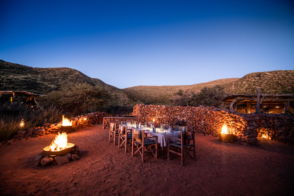 Boma dining at Tswalu Kalahari, The Motse / Courtesy of Tswalu Kalahari luxury South Africa safari