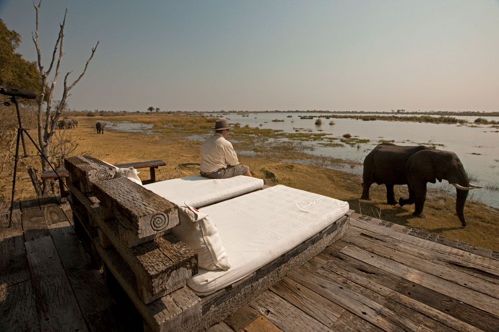Guest Deck at Zarafa Camp Botswana Okavango Luxury Safari / Courtesy Great Plains
