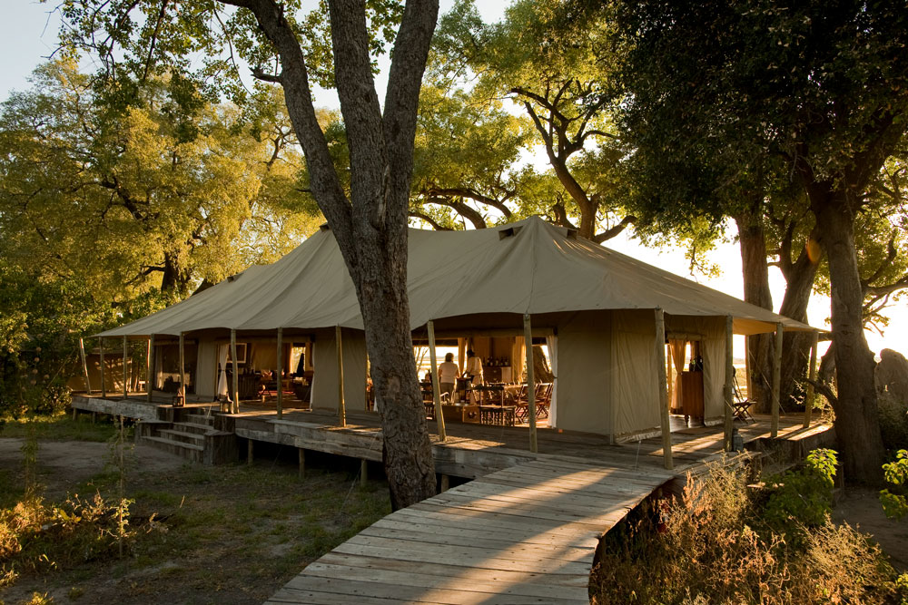 Exterior of Zarafa Camp Botswana Okavango Luxury Safari / Courtesy Great Plains