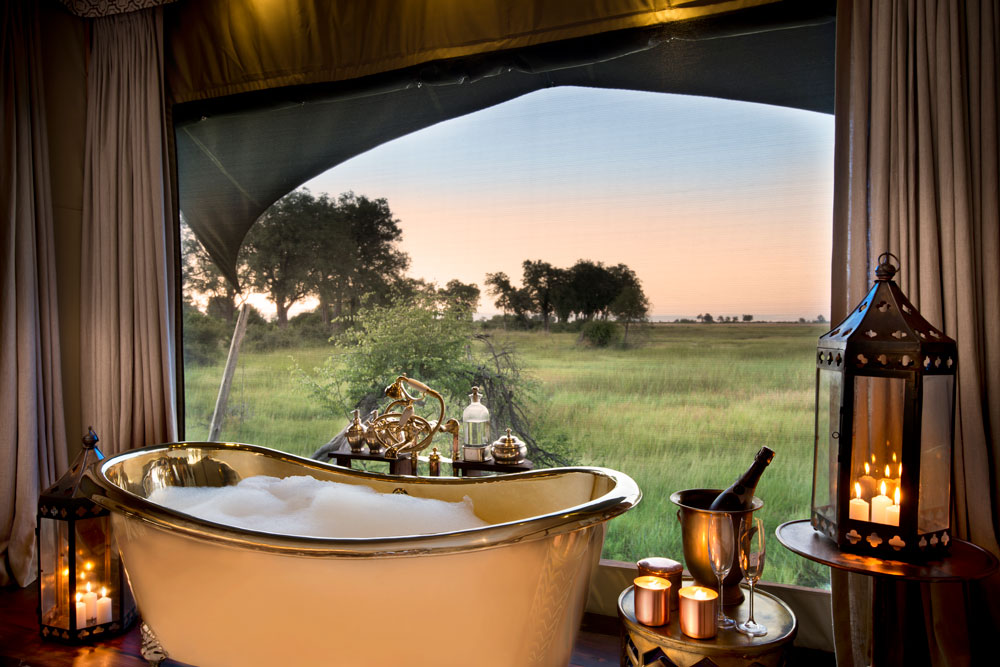 Bath at Duba Plains Camp Botswana Okavango Luxury Safari / Courtesy Great Plains