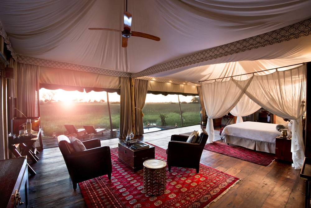 Bedroom at Duba Plains Camp Botswana Okavango Luxury Safari / Courtesy Great Plains