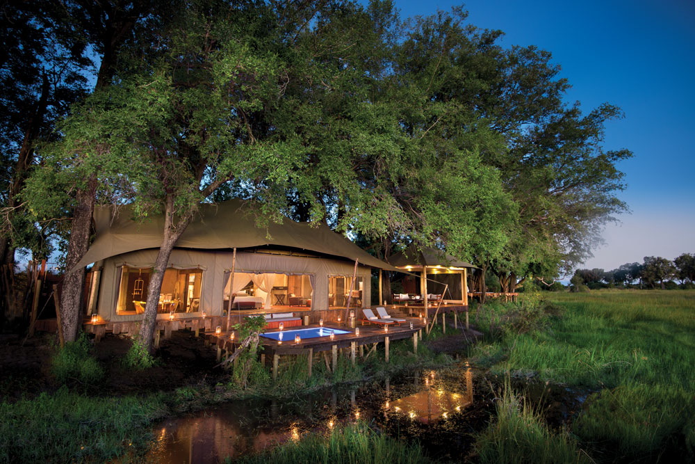 Guest tent at Duba Plains Camp Botswana Okavango Luxury Safari / Courtesy Great Plains