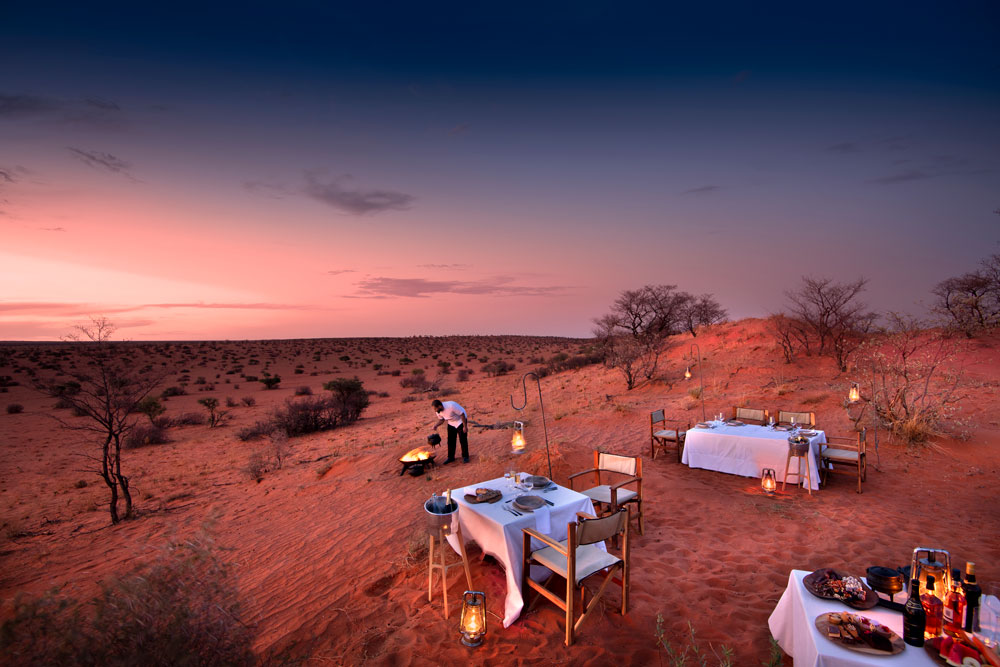 Dune dinner at Tswalu Kalahari, The Motse / Courtesy of Tswalu Kalahari luxury South Africa safari