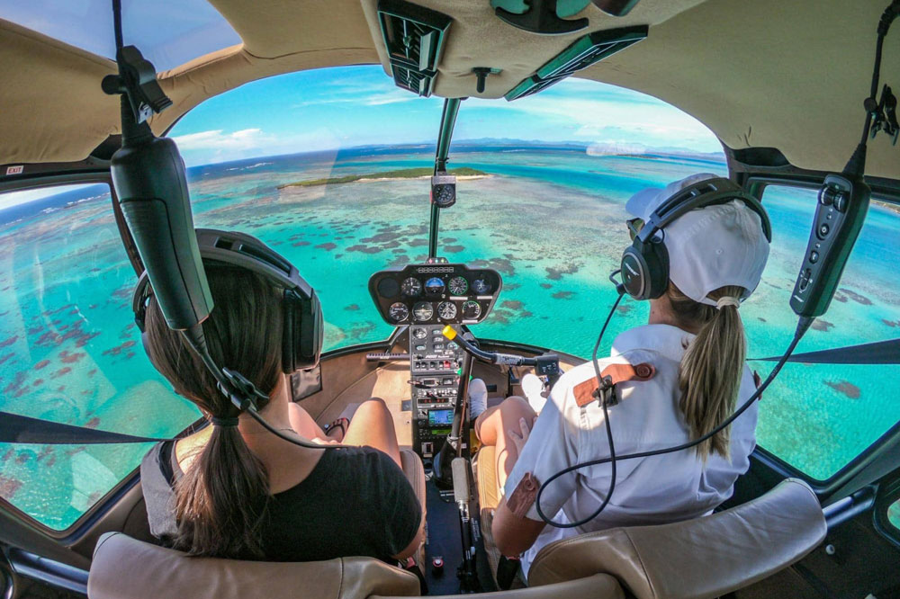 Helicopter tour at Miavana / Courtesy of Time + Tide luxury Indian Ocean beach resort