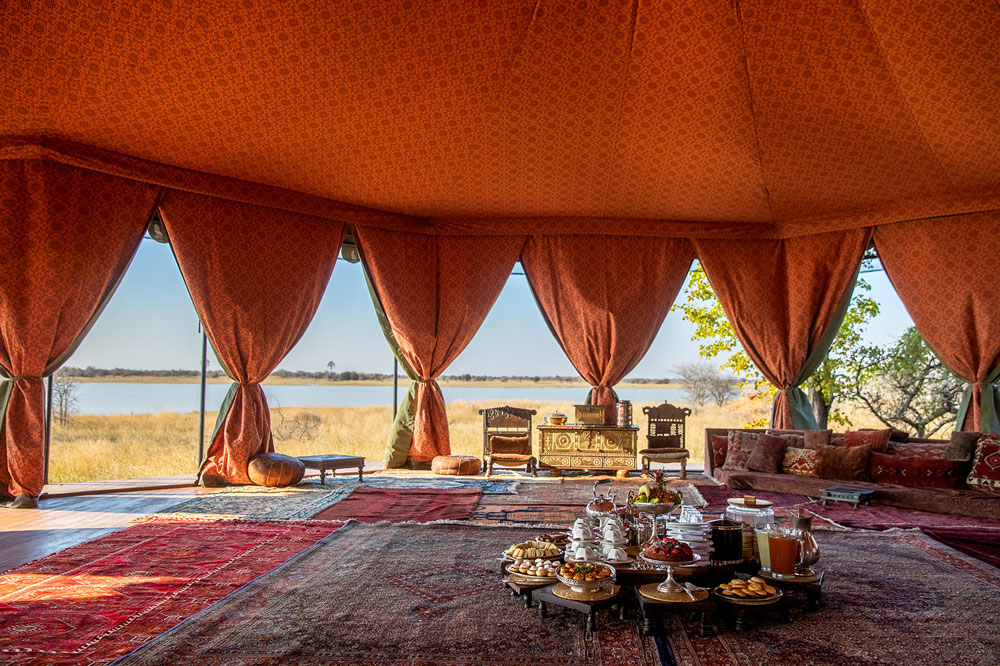 Jack's Camp Luxury Botswana Safari Tea Tent / Courtesy Natural Selection Travel