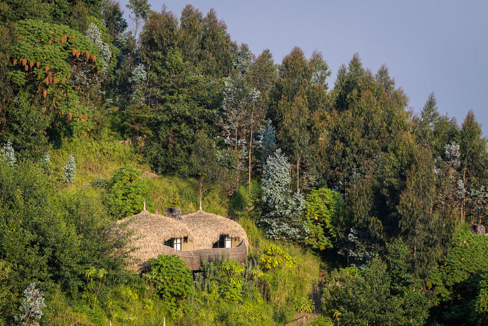 Exterior of Bisate Lodge, Rwanda luxury gorilla trekking safari / Caroline Culbert / Courtesy of Wilderness Safaris