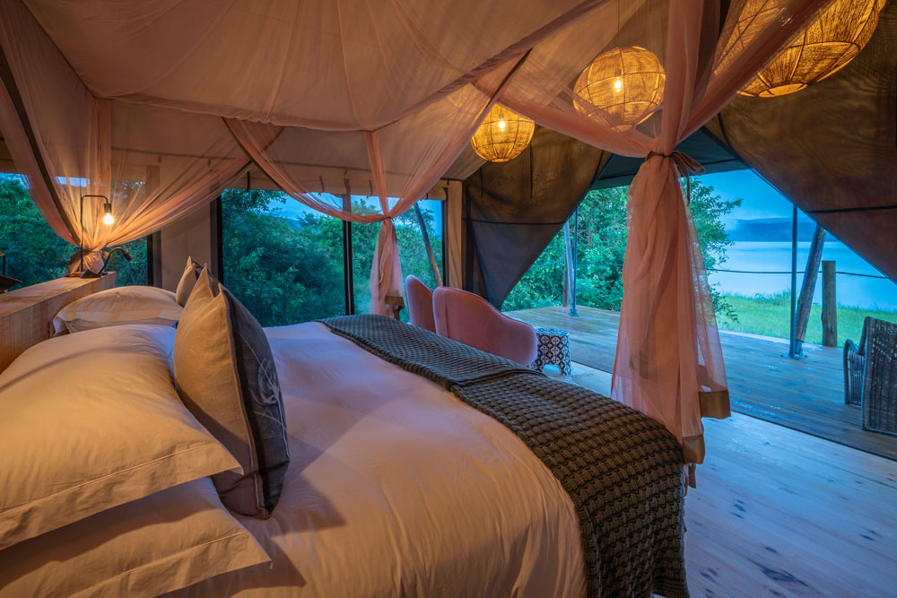 Bedroom at Magashi Camp, luxury Rwanda safari / Dana Allen / Courtesy of Wilderness Safaris