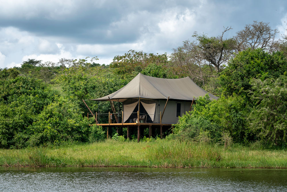 Exterior of Magashi Camp, luxury Rwanda safari / Dana Allen / Courtesy of Wilderness Safaris