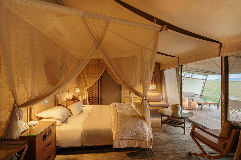 Bedroom at Singita Sabora Tented Camp, luxury Tanzania safari / Courtesy Singita