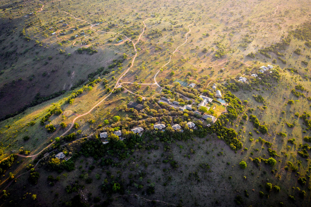 Aerial view of Singita Sasakwa Lodge, luxury Tanzania safari / Courtesy Singita