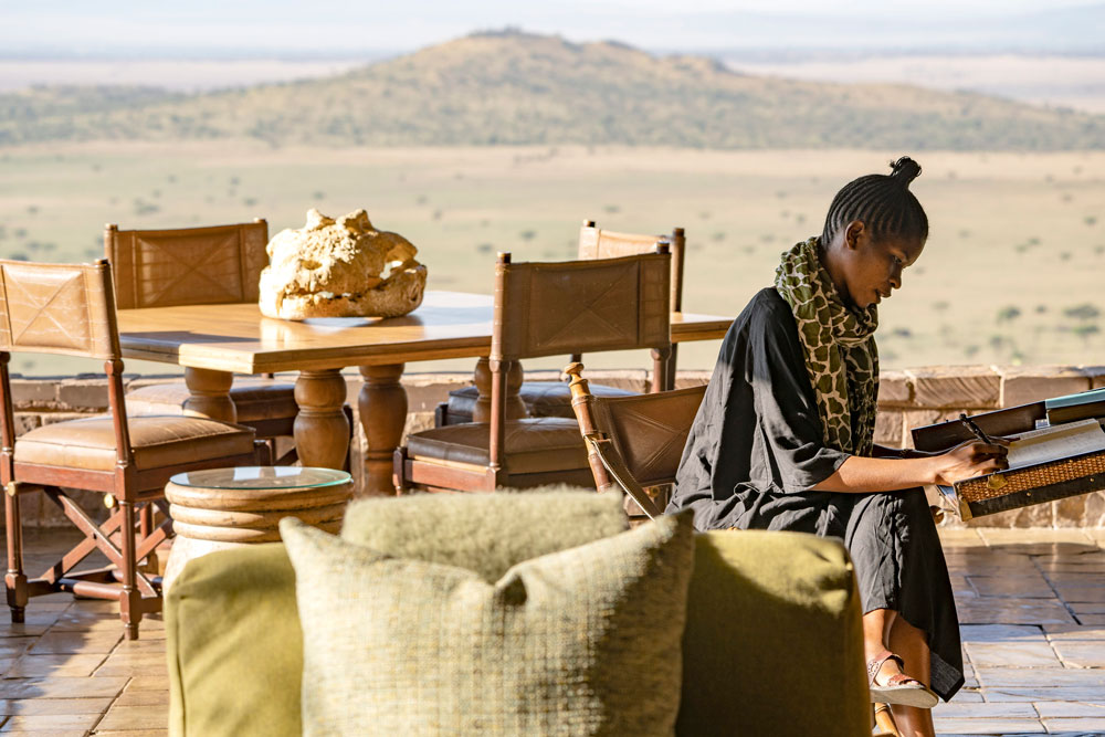 Lounge at Singita Sasakwa Lodge, luxury Tanzania safari / Courtesy Singita