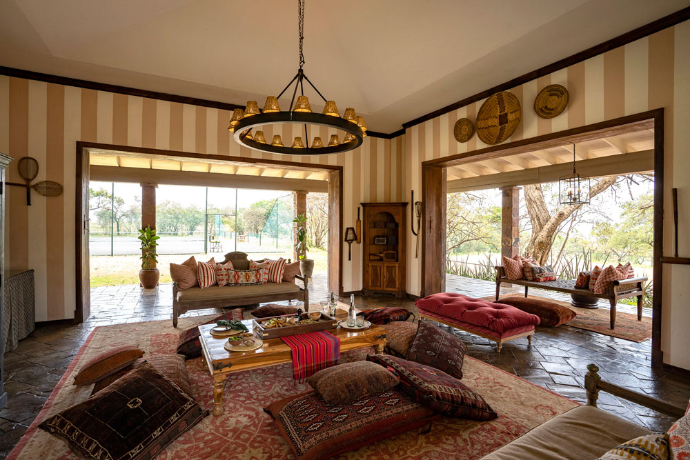 Living area at Singita Sasakwa Lodge, luxury Tanzania safari / Courtesy Singita