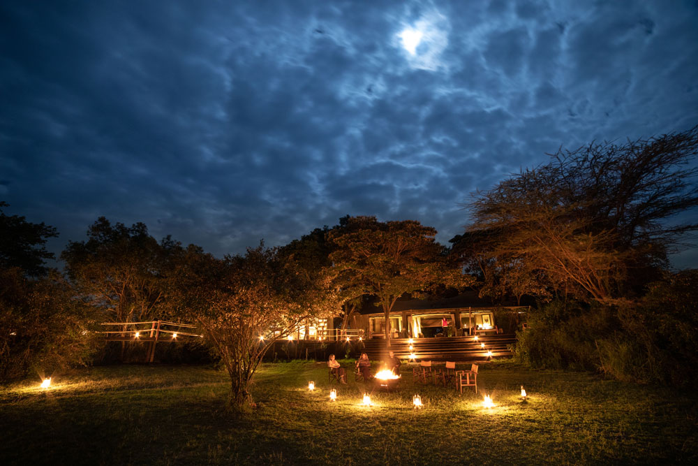Night exterior at Mara Plains, luxury Kenya safari / Courtesy of Great Plains Conservation
