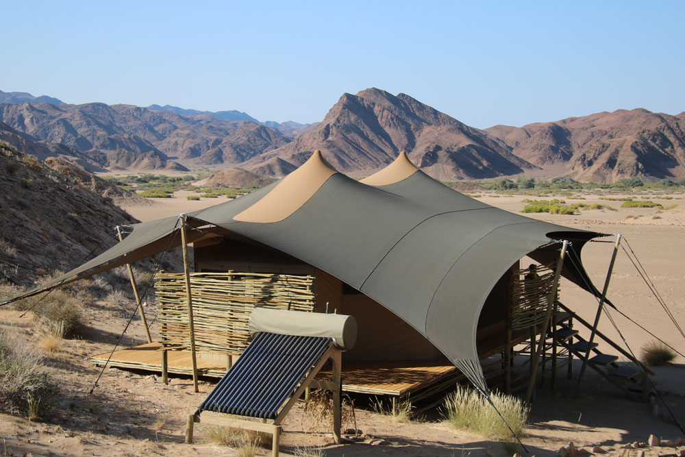 Guest tent at Hoanib Valley Camp, luxury Namibia safari / Courtesy of Natural Selection Travel