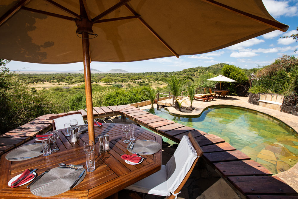 Pool at Ol Donyo Lodge, luxury Kenya safari / Courtesy of Great Plains Conservation