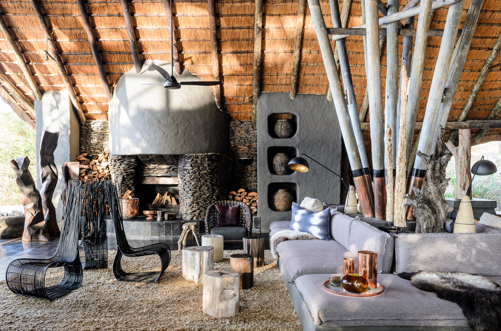 Lounge at Singita Boulders Lodge, luxury South Africa safari / Courtesy Singita