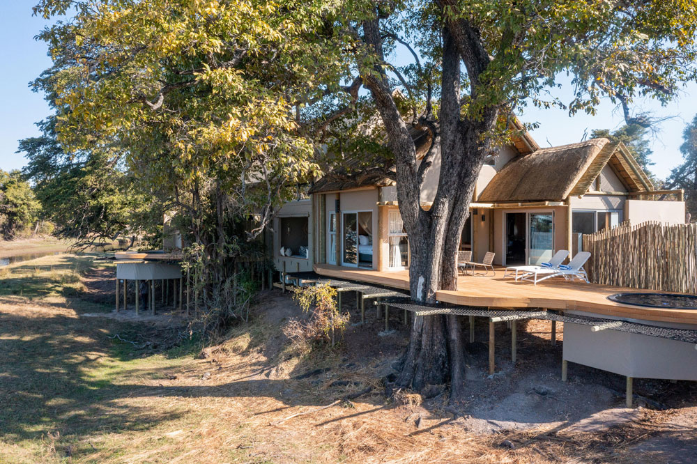 Luxury villa exterior Victoria Falls River Lodge / Courtesy of Zambezi Crescent Collection luxury African safari Zimbabwe