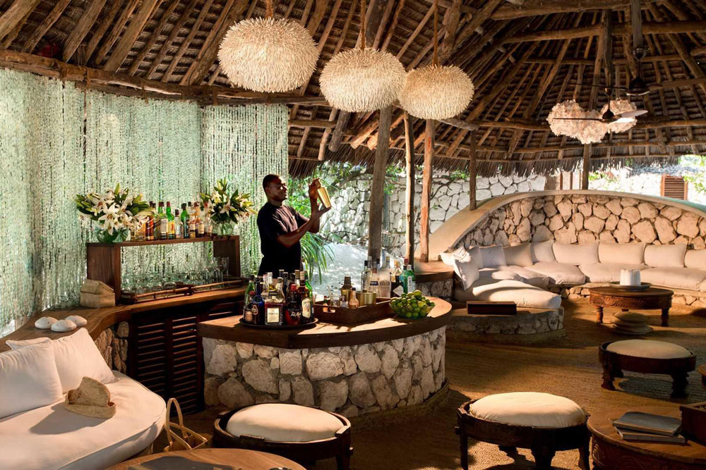 Bar at &Beyond Mnemba Island / Courtesy of &Beyond luxury Zanzibar beach resort