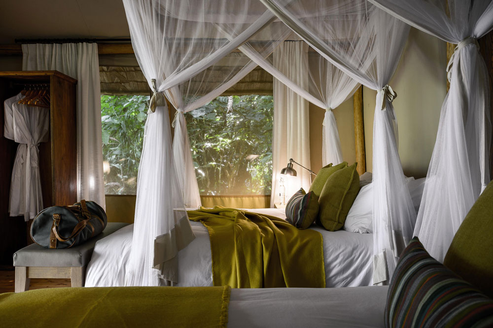 Bedroom at Sanctuary Gorilla Forest Camp / Courtesy of Sanctuary Retreats luxury Uganda gorilla trekking