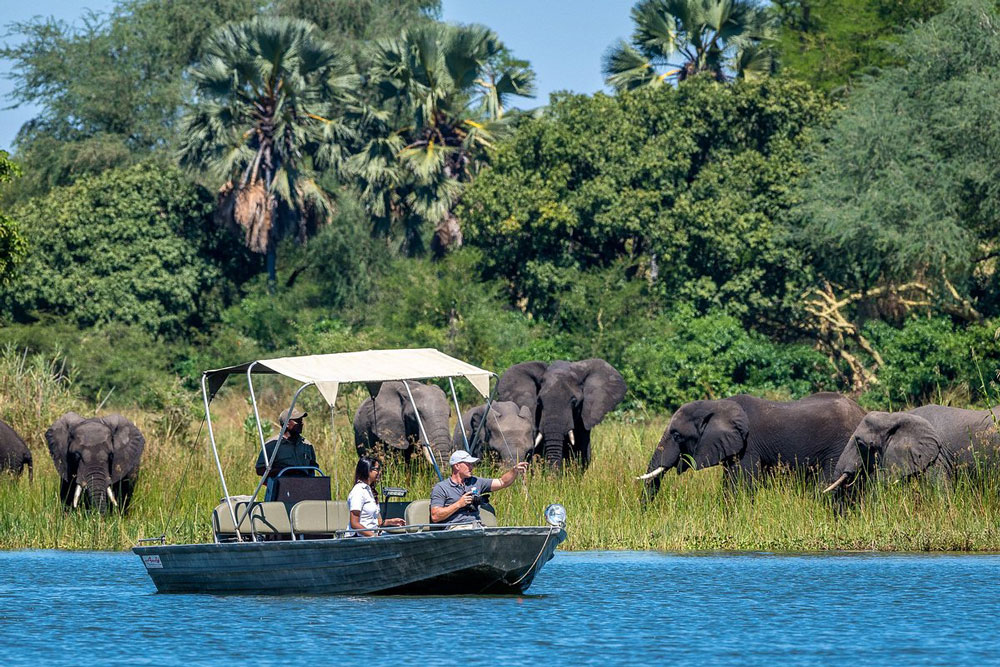 Boat safari at Kuthengo Camp / Courtesy of Robin Pope Safaris Malawi luxury safari