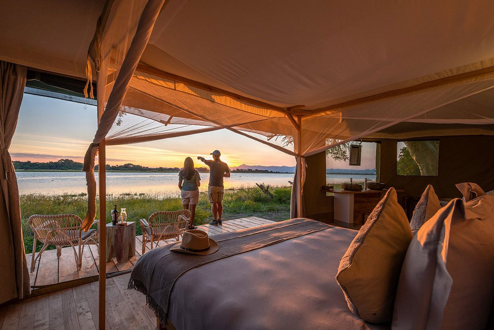 Tent view at Kuthengo Camp / Courtesy of Robin Pope Safaris Malawi luxury safari