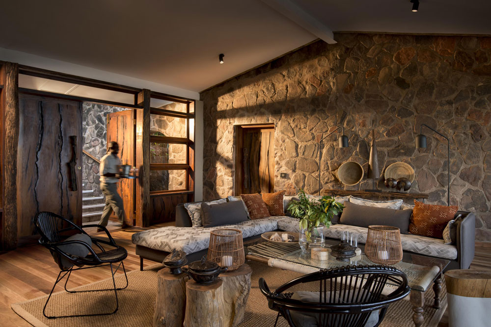 Living area at Bumi Hills Safari Lodge / Courtesy of African Bush Camps luxury Zimbabwe safari