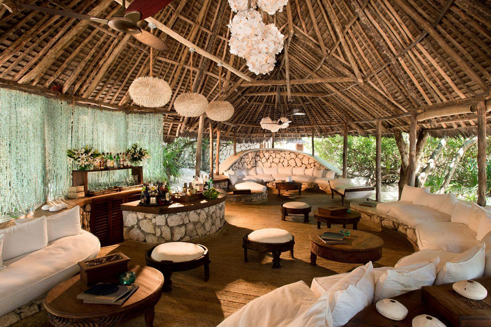 Lounge at &Beyond Mnemba Island / Courtesy of &Beyond luxury Zanzibar beach resort