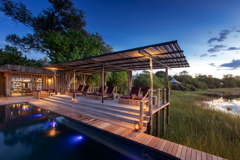 Osprey Retreat pool at DumaTau / Courtesy of Wilderness Safaris luxury Botswana safari