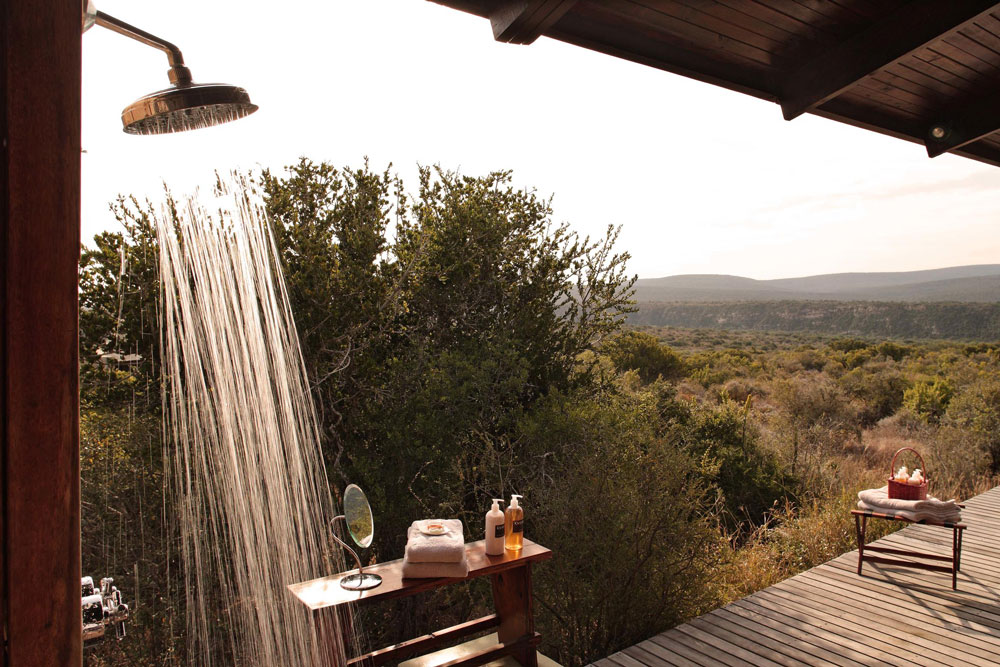Shower at Kwandwe Ecca Lodge / Courtesy of Kwandwe luxury South Africa safari