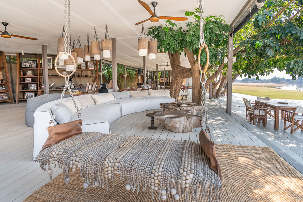 Lounge swing at Chinzombo / Courtesy of Time + Tide luxury Zambia safari