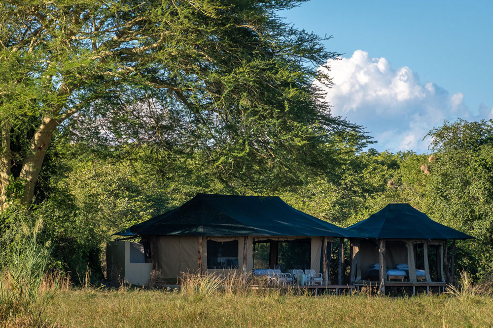 Tent exterior at Kuthengo Camp / Courtesy of Robin Pope Safaris Malawi luxury safari