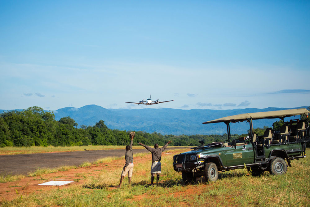 Air transfer to Tembo Plains Camp / Courtesy of Great Plains Conservation luxury Zimbabwe safari