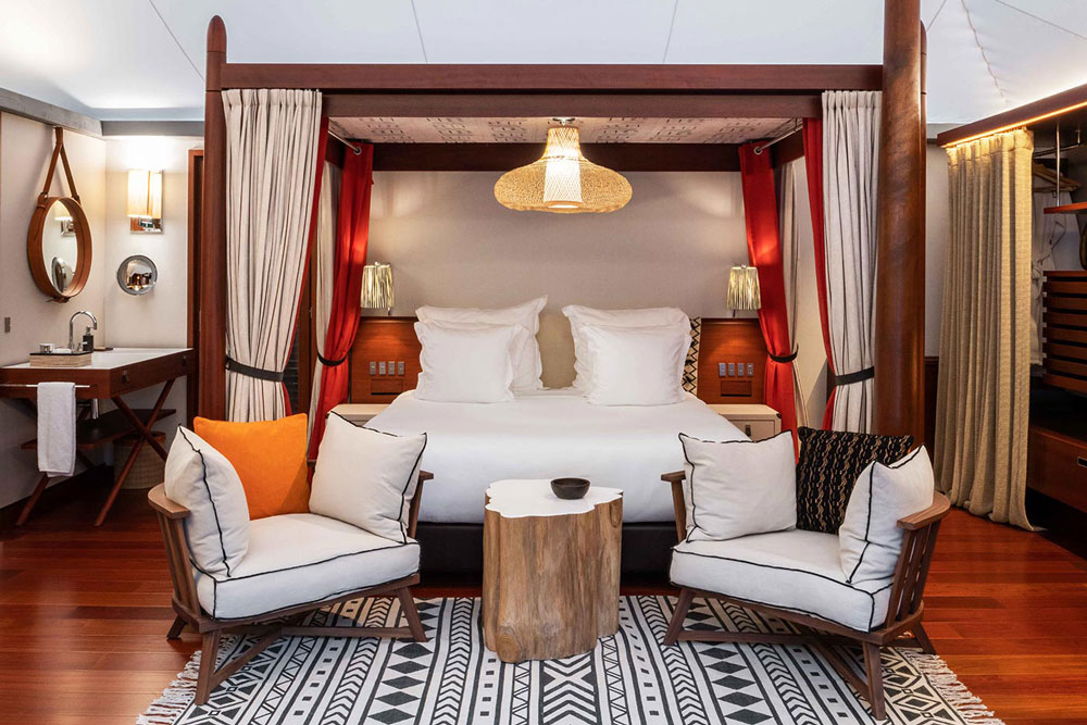 Suite at Sundy Praia / Courtesy of HBD Principe luxury Africa beach resort