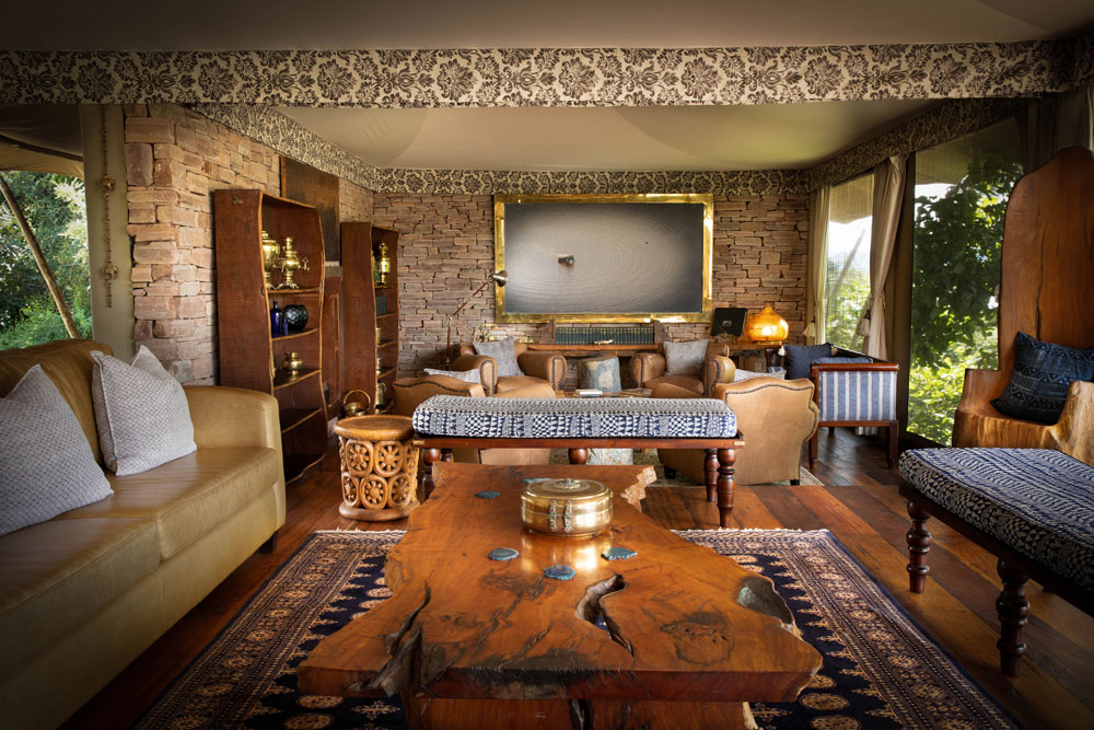 Living area at Tembo Plains Camp / Courtesy of Great Plains Conservation luxury Zimbabwe safari