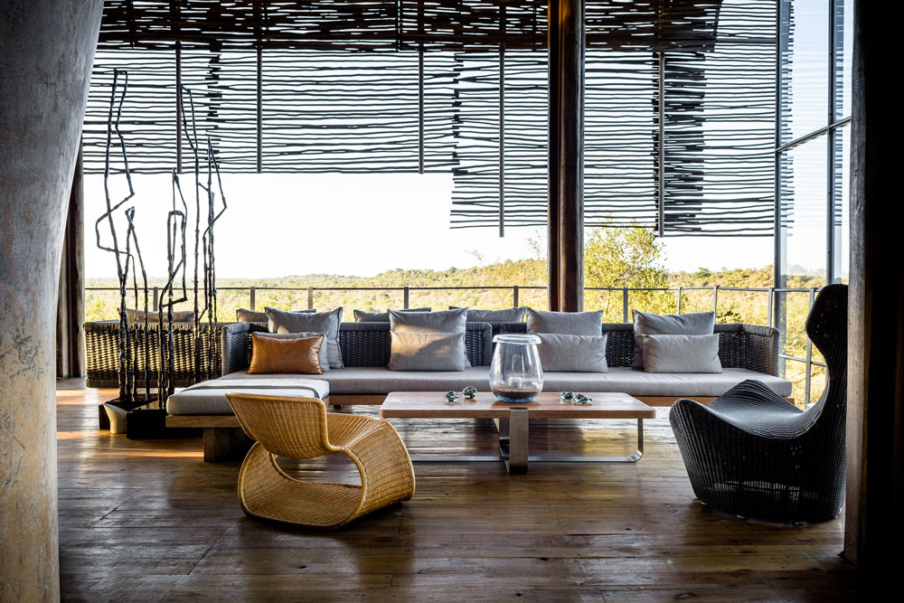 Lounge at Singita Lebombo / Courtesy of Singita luxury South Africa safari